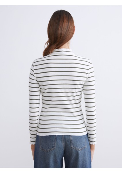 Yeni Sezon Dik Yaka Çizgili Kadın Body fırsatları