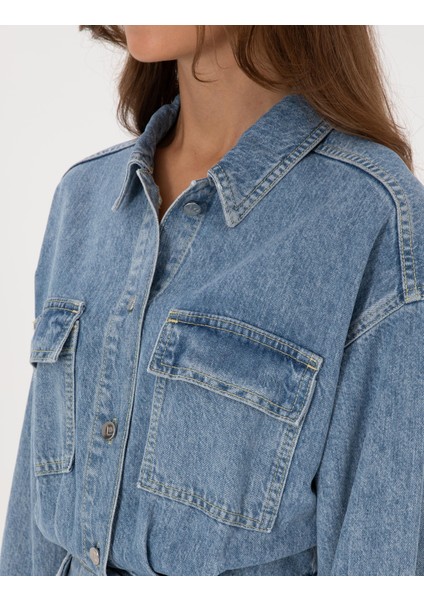 Kadın Mavi Comfort Fit Jean Elbise 50308538-VR036