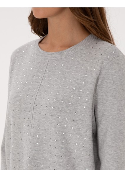 Kadın Gri Melanj Regular Fit Kazak 50310926-VR086