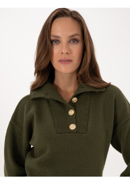 Kadın Haki Comfort Fit Kazak 50310934-VR027 fiyatları