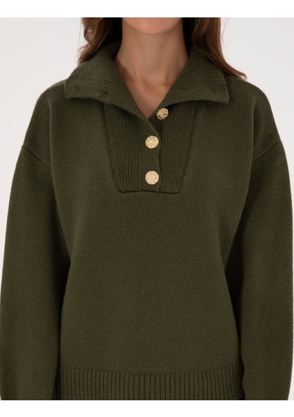 Kadın Haki Comfort Fit Kazak 50310934-VR027