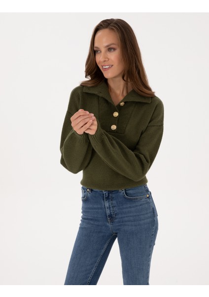 Kadın Haki Comfort Fit Kazak 50310934-VR027