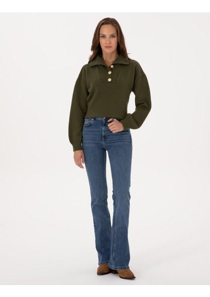 Kadın Haki Comfort Fit Kazak 50310934-VR027 fırsatları