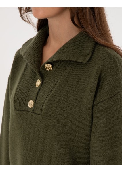 Kadın Haki Comfort Fit Kazak 50310934-VR027