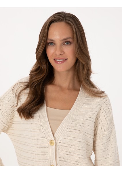 Kadın Ekru Comfort Fit Triko Hırka 50310996-VR019 fiyatları