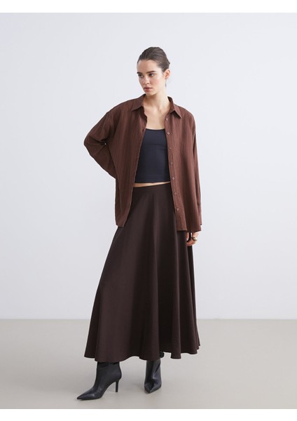 Yeni Sezon Çizgili Keten Karışımlı Oversize Kadın Gömlek fiyatları