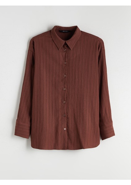 Yeni Sezon Çizgili Keten Karışımlı Oversize Kadın Gömlek indirimleri