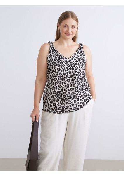 Yeni Sezon V Yaka Leopar Desenli Bluz fiyatları