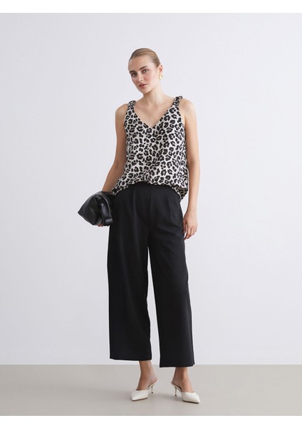 Yeni Sezon V Yaka Leopar Desenli Bluz modelleri