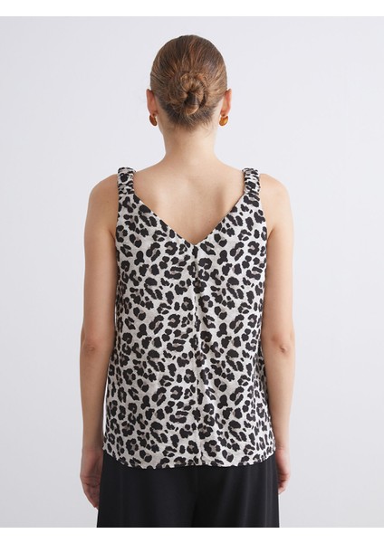 Yeni Sezon V Yaka Leopar Desenli Bluz indirimleri