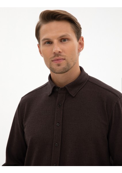 Erkek Koyu Kahverengi Regular Fit Örme Gömlek 50311692-VR084 fiyatları