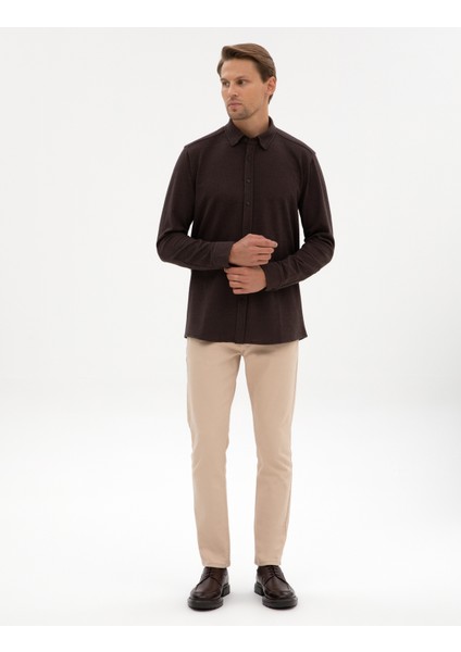 Erkek Koyu Kahverengi Regular Fit Örme Gömlek 50311692-VR084 fırsatları