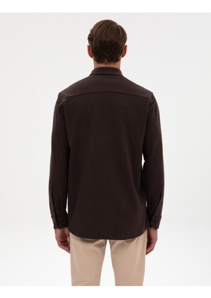 Erkek Koyu Kahverengi Regular Fit Örme Gömlek 50311692-VR084 indirimleri