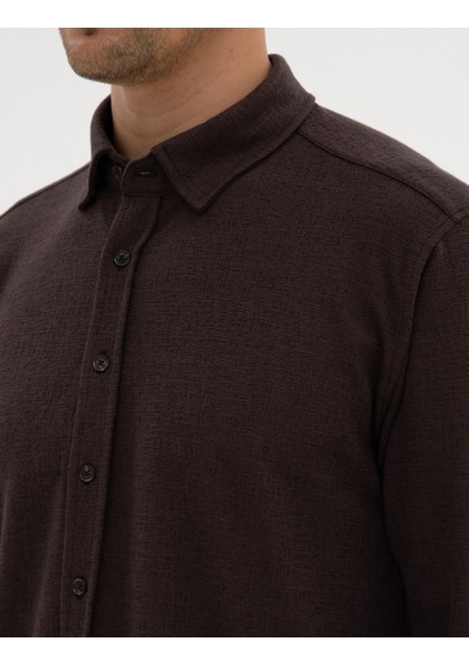 Erkek Koyu Kahverengi Regular Fit Örme Gömlek 50311692-VR084