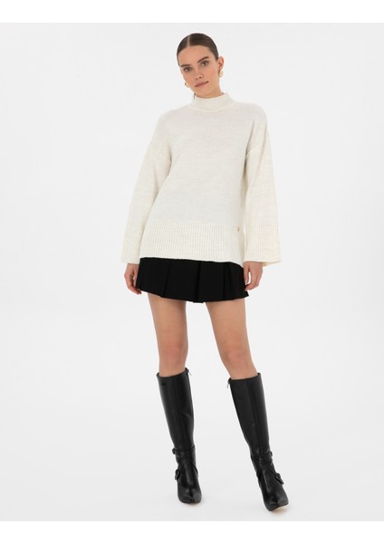 Kadın Ekru Comfort Fit Yarım Balıkçı Kazak 50310958-VR019 fırsatları