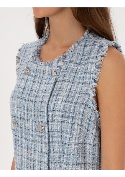 Kadın Mavi Slim Fit Dokuma Elbise 50313249-VR036