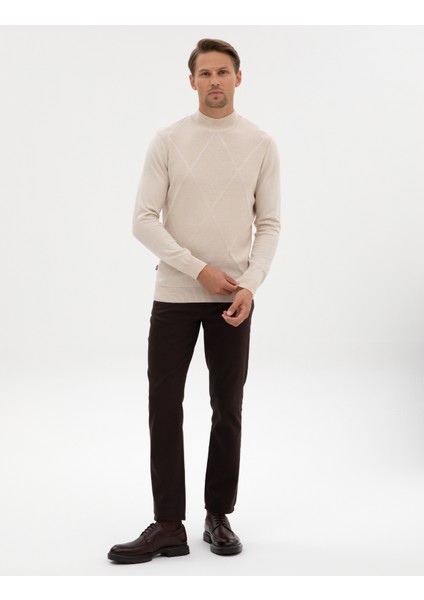 Erkek Kahverengi Slim Fit Kanvas Pantolon 50315265-VR029