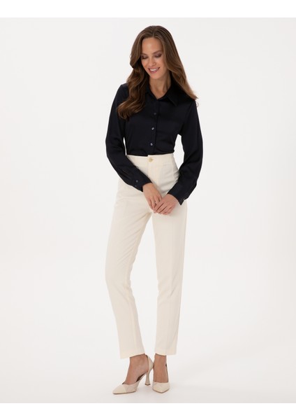 Kadın Lacivert Comfort Fit Uzun Kollu Gömlek 50318218-VR033 fırsatları