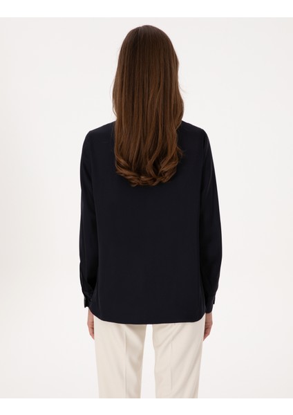 Kadın Lacivert Comfort Fit Uzun Kollu Gömlek 50318218-VR033 indirimleri