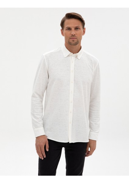 Erkek Ekru Regular Fit Örme Gömlek 50311692-VR019