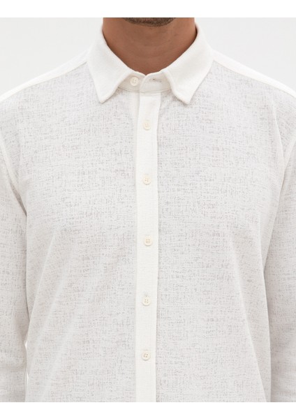 Erkek Ekru Regular Fit Örme Gömlek 50311692-VR019