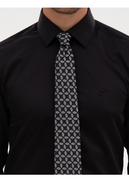 Erkek Siyah Non Iron Kolay Ütülenebilir Slim Fit Gömlek 50315254-VR046