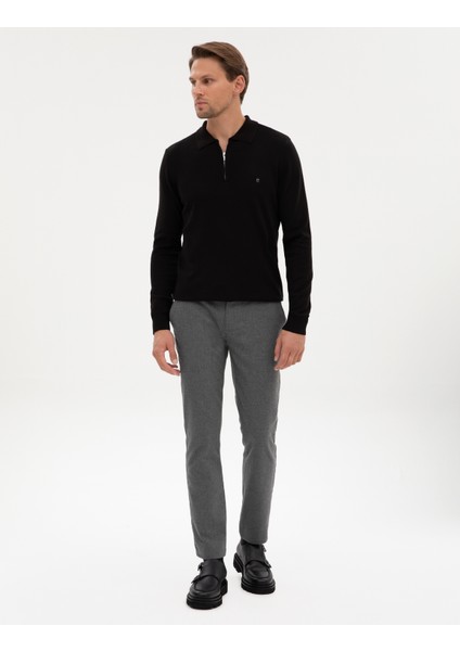 Erkek Gri Slim Fit Beli Lastikli Kordonlu Kanvas Pantolon 50317246-VR024 modelleri