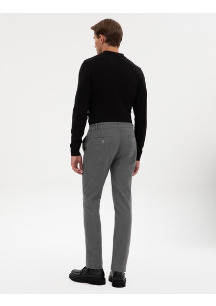 Erkek Gri Slim Fit Beli Lastikli Kordonlu Kanvas Pantolon 50317246-VR024 fırsatları