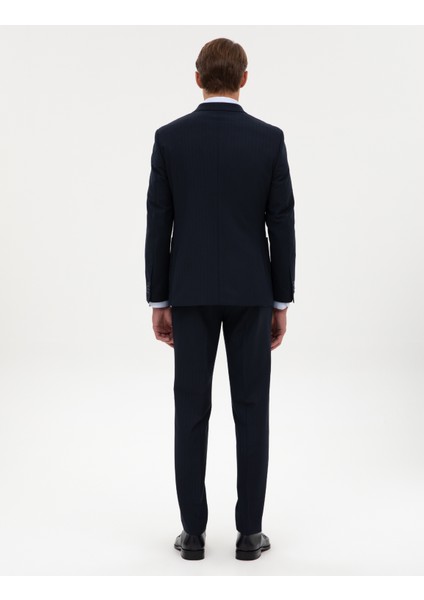 Erkek Lacivert Ex. Slim Fit Çizgili Kruvaze Takım Elbise 50316758-VR033 indirimleri