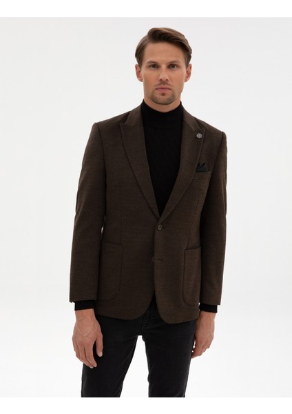 Erkek Kahverengi Slim Fit Ceket 50316305-VR029