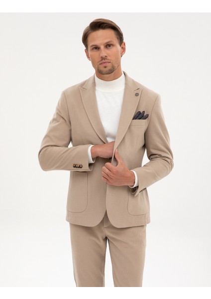 Erkek Bej Slim Fit Ceket 50317671-VR011