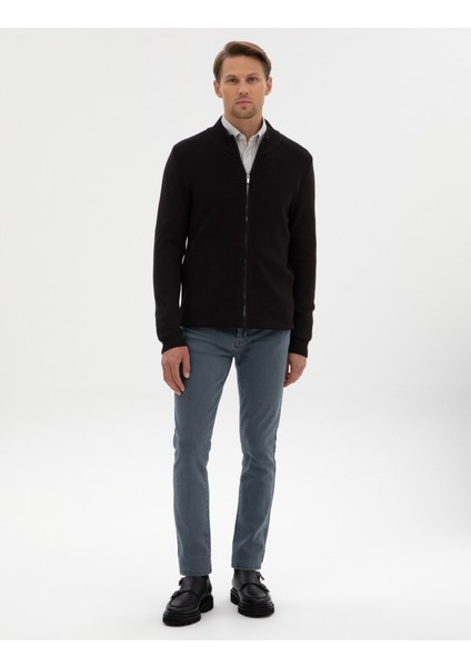 Erkek Siyah Slim Fit Fermuarlı Triko Hırka 50317341-VR046 fırsatları