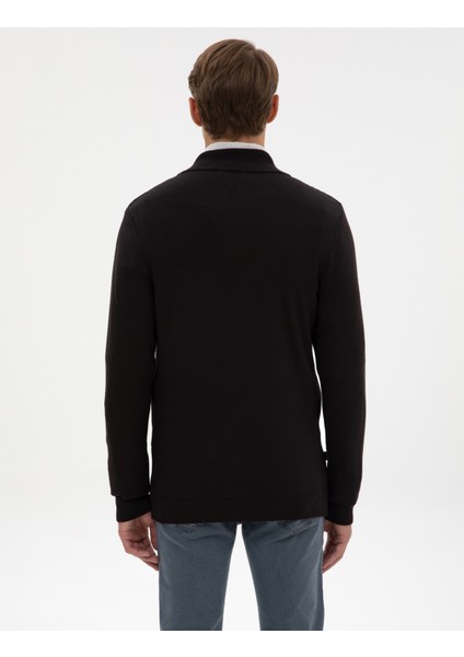 Erkek Siyah Slim Fit Fermuarlı Triko Hırka 50317341-VR046 indirimleri