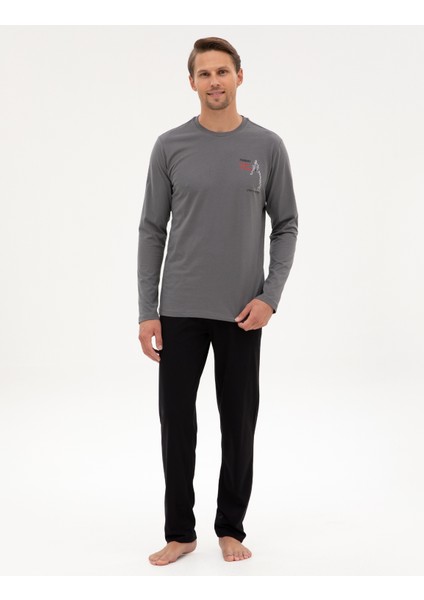 Erkek Koyu Gri Pijama Takımı 50322635-VR080