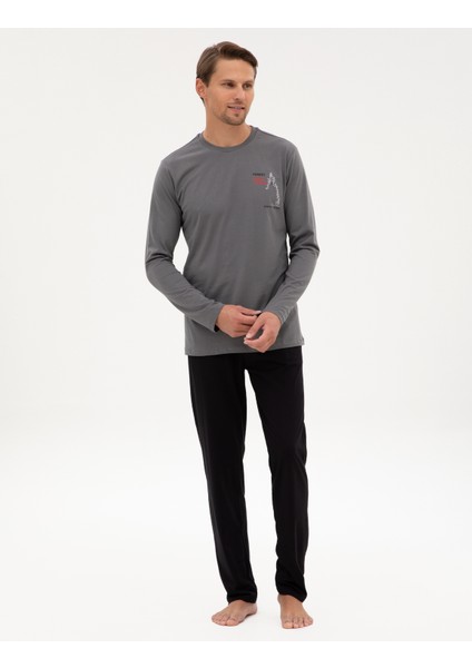 Erkek Koyu Gri Pijama Takımı 50322635-VR080 fırsatları