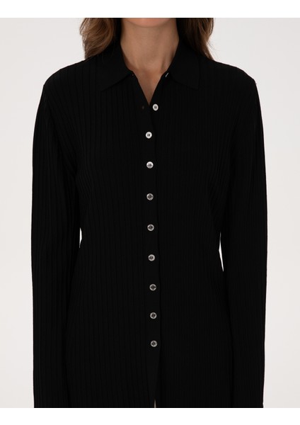 Kadın Siyah Slim Fit Triko Hırka 50310998-VR046