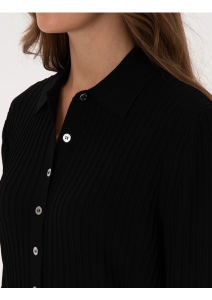 Kadın Siyah Slim Fit Triko Hırka 50310998-VR046