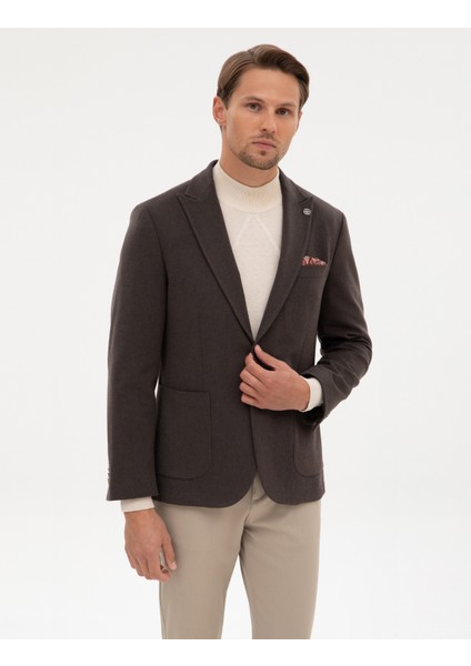 Erkek Kahverengi Slim Fit Ceket 50317671-VR029
