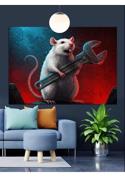 Ingiliz Anajtarı ve Tamirci Fare Dekoratif Kanvas - Mdf Ahşap Tablo modelleri
