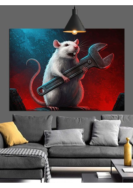 Ingiliz Anajtarı ve Tamirci Fare Dekoratif Kanvas - Mdf Ahşap Tablo indirimleri