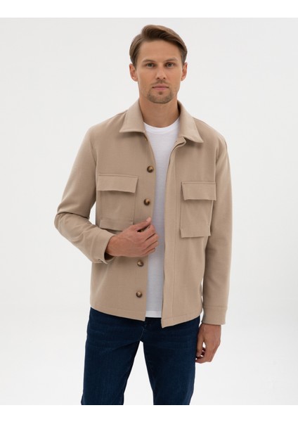 Erkek Bej Regular Fit Gömlek Ceket 50311561-VR011