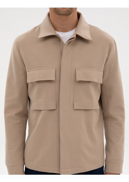 Erkek Bej Regular Fit Gömlek Ceket 50311561-VR011
