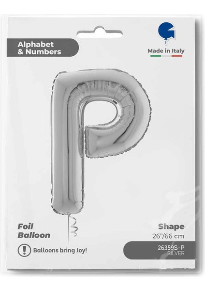 P Harf Supertrend Gümüş Folyo Balon 26"