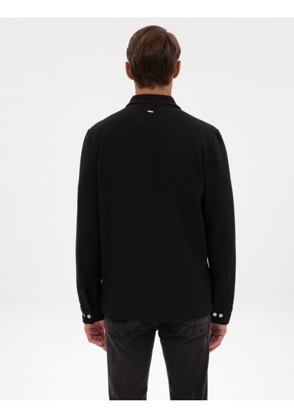 Erkek Siyah Regular Fit Örme Gömlek 50313723-VR046 indirimleri