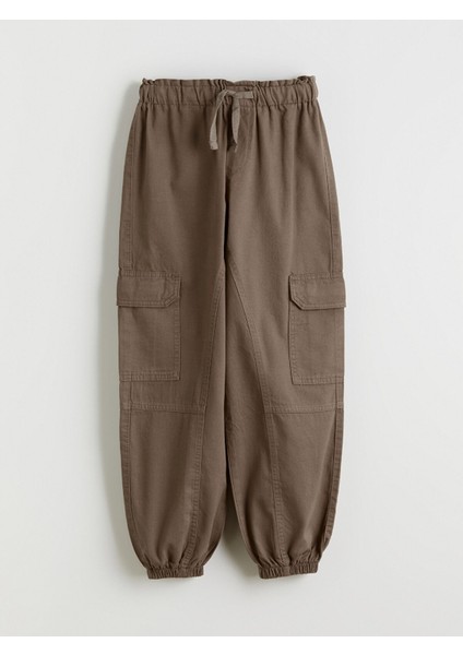 Yeni Sezon Beli Lastikli Kız Çocuk Kargo Jogger Pantolon