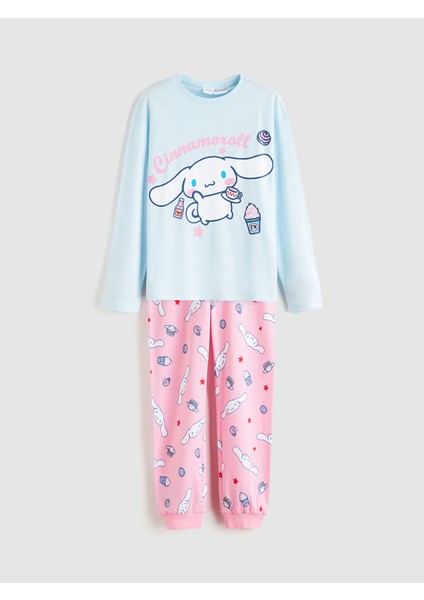 Yeni Sezon Bisiklet Yaka Cinnamoroll Baskılı Kız Çocuk Pijama Takımı