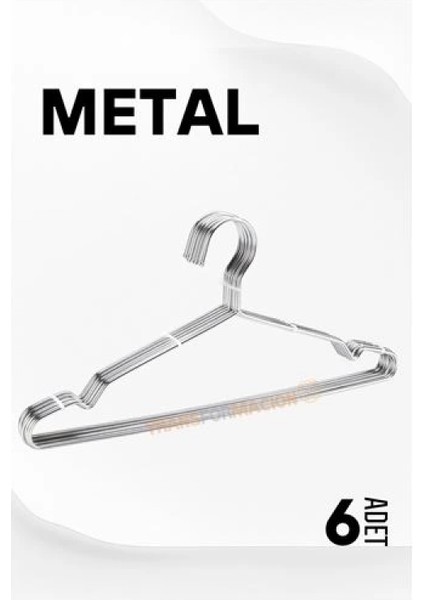 Modacar Metal Elbise Askısı Ekonomik 6 Adet Askı Seti