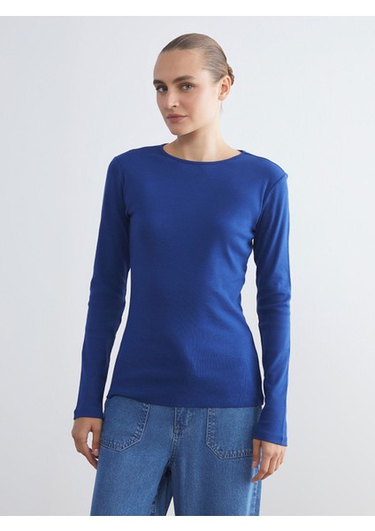 Yeni Sezon Büyük Beden Bisiklet Yaka Fitilli Kadın Tişört