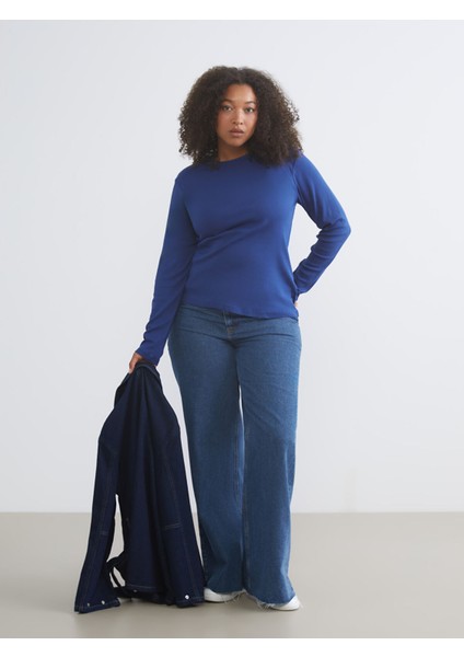 Yeni Sezon Büyük Beden Bisiklet Yaka Fitilli Kadın Tişört modelleri