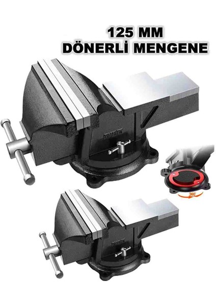 Dönerli 125MM 5" Dövme Çelik Sabit Tezgah Masa Mengenesi modelleri